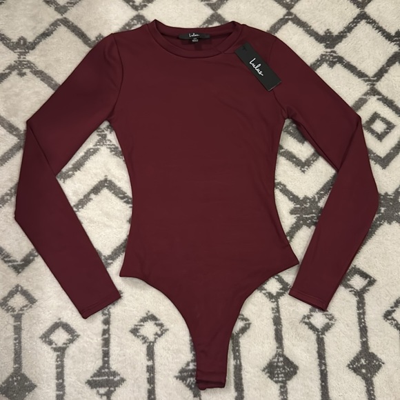NWT Lulus Basic Burgundy Long Sleeve Bodysuit XS - Picture 5 of 8